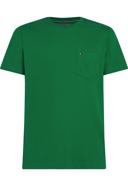 Camiseta Verde De Cuello Redondo Con Bolsillo Tommy Hilfiger