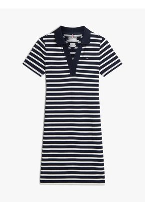 Vestido Azul Tipo Polo Con Cuello En V Abierto Tommy Hilfiger