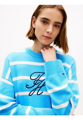 Saco Celeste Tejido Amplio De Punto Con Logo Bordado Tommy Hilfiger