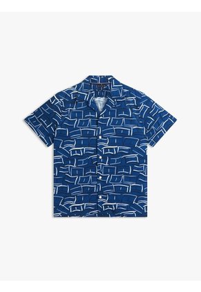 Camisa Azul Flex Poplin Con Estampado Tommy Hilfiger
