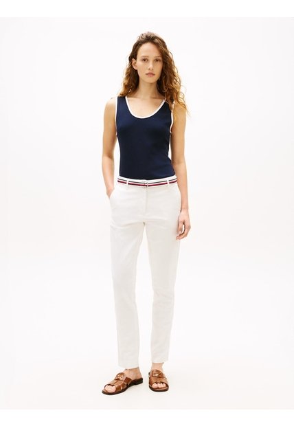 Pantalón Blanco Chino Slim En Twill Tommy Hilfiger
