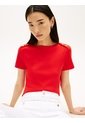 Camiseta Roja Slim De Cuello Barco Con Botones Tommy Hilfiger de Tommy Hilfiger