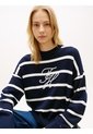 Saco Azul Tejido Amplio De Punto Con Logo Bordado Tommy Hilfiger de Tommy Hilfiger