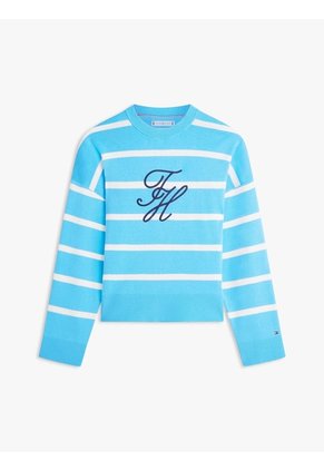 Saco Celeste Tejido Amplio De Punto Con Logo Bordado Tommy Hilfiger