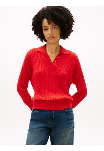 Saco Rojo Tejido Amplio Tipo Polo De Punto Trenzado Tommy Hilfiger Tommy Hilfiger