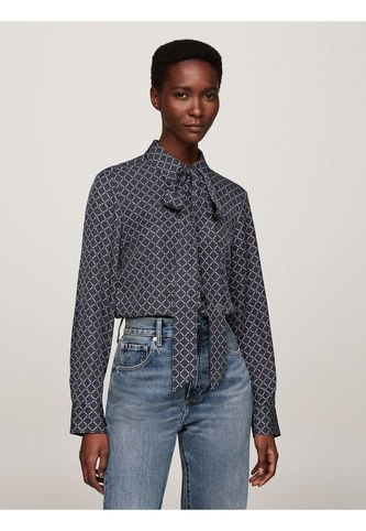 Blusa Azul De Viscosa Con Lazo En El Cuello Tommy Hilfiger Tommy Hilfiger