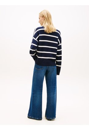 Saco Azul Tejido Amplio De Punto Con Logo Bordado Tommy Hilfiger