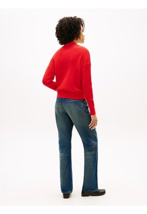 Saco Rojo Tejido Amplio Tipo Polo De Punto Trenzado Tommy Hilfiger