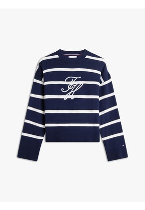 Saco Azul Tejido Amplio De Punto Con Logo Bordado Tommy Hilfiger