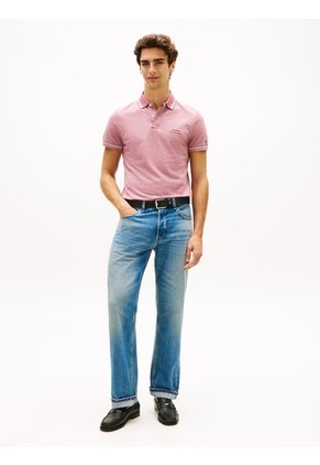 Polo Rojo Oxford Two Tone De Corte Regular Tommy Hilfiger