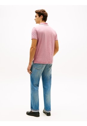 Polo Rojo Oxford Two Tone De Corte Regular Tommy Hilfiger