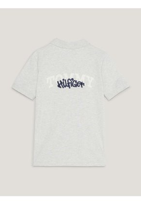 Polo De Punto Con Logo Estilo Grafiti Niño Gris Tommy Hilfiger