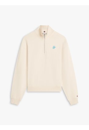 Saco Amarillo Tejido De Felpa Con Cremallera De Un Cuarto Y Logo Tommy Hilfiger