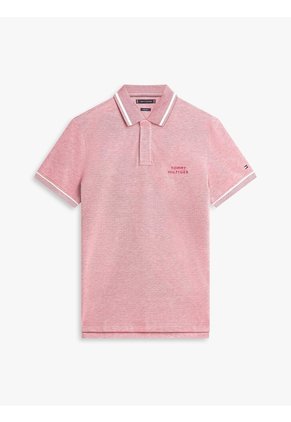 Polo Rojo Oxford Two Tone De Corte Regular Tommy Hilfiger