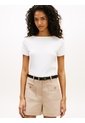 Camiseta Blanca Slim De Cuello Barco Con Botones Tommy Hilfiger de Tommy Hilfiger