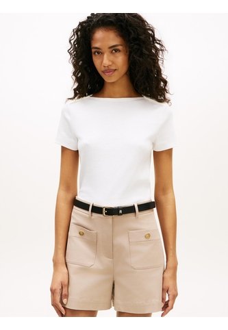 Camiseta Blanca Slim De Cuello Barco Con Botones Tommy Hilfiger Tommy Hilfiger