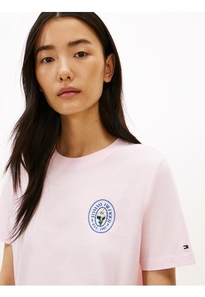 Camiseta Rosa De Corte Regular Con Logo Gráfico En El Pecho Tommy Hilfiger