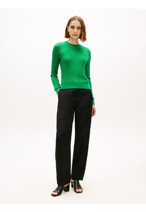 Saco Verde De Punto Trenzado Fino Tommy Hilfiger