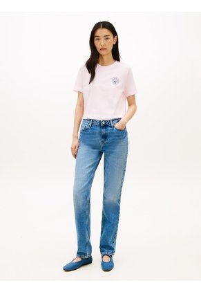Camiseta Rosa De Corte Regular Con Logo Gráfico En El Pecho Tommy Hilfiger