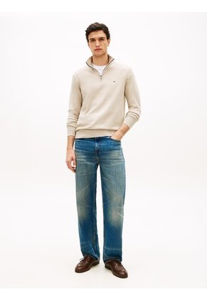 Saco Beige Con Cuello Perkins Y Cremallera Tommy Hilfiger