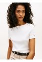 Camiseta Blanca Slim De Cuello Barco Con Botones Tommy Hilfiger de Tommy Hilfiger