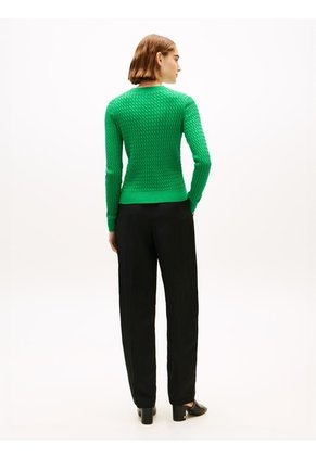 Saco Verde De Punto Trenzado Fino Tommy Hilfiger
