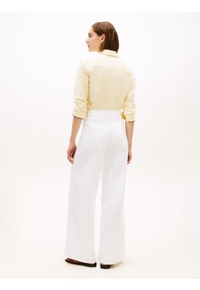 Pantalón Blanco Denim De Talle Alto Con Pierna Ancha Tommy Hilfiger