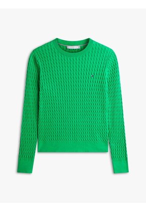 Saco Verde De Punto Trenzado Fino Tommy Hilfiger