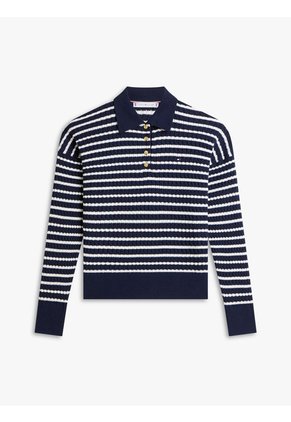 Saco Azul Tejido Amplio Tipo Polo De Punto Trenzado Tommy Hilfiger