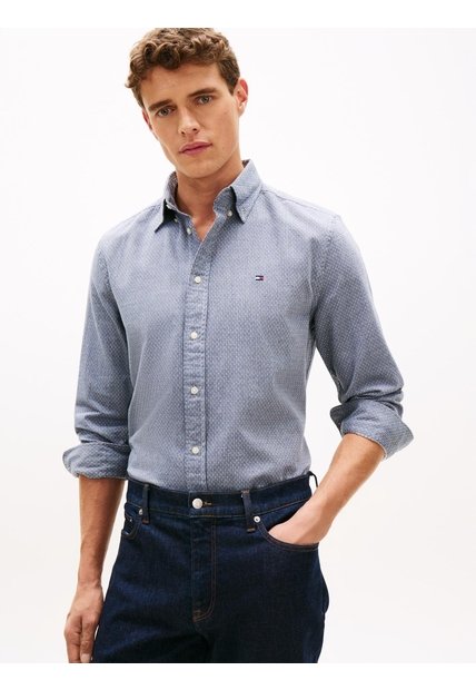 Camisa Azul TH Flex Regular Tommy Hilfiger