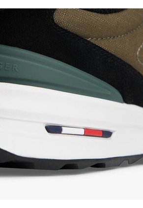 Tenis Verde Retro Dentadas En Mezcla De Ante Tommy Hilfiger