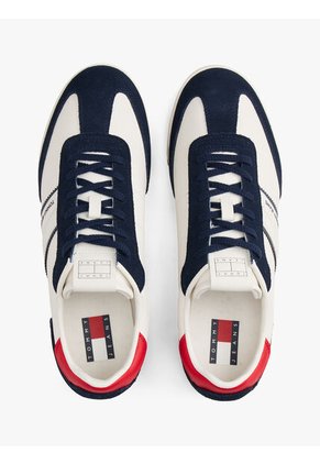Tenis Negro Retro Con Cuero Tommy Hilfiger