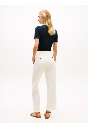 Pantalón Blanco Chino Lavado Slim De Pierna Recta Tommy Hilfiger