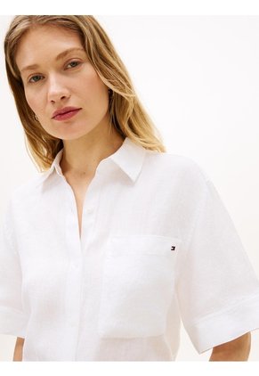 Camisa Blanca De Manga Corta Con Corte Amplio Tommy Hilfiger