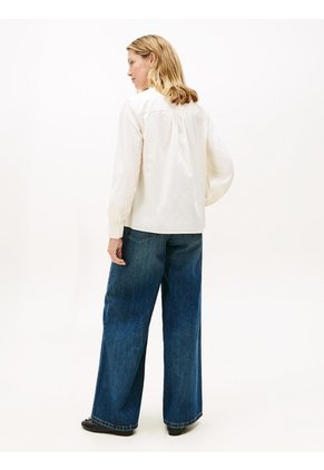 Blusa Blanca De Popelina Con Mangas Largas Tommy Hilfiger