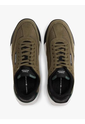 Tenis Verde Retro Dentadas En Mezcla De Ante Tommy Hilfiger