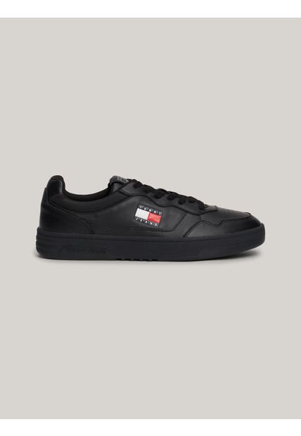 Tenis Negro De Cuero Color Block Tommy Hilfiger