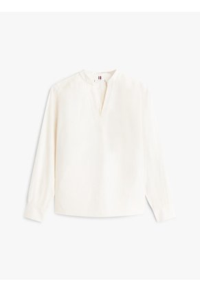 Blusa Blanca De Popelina Con Mangas Largas Tommy Hilfiger