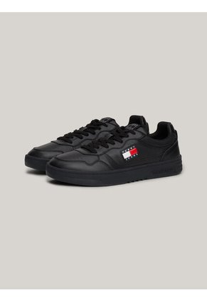 Tenis Negro De Cuero Color Block Tommy Hilfiger