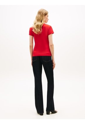 Camiseta Roja De Punto Con Logo Texturizado Tommy Hilfiger