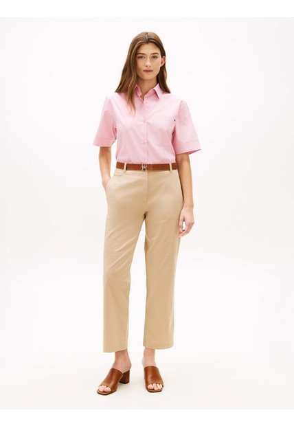 Pantalón Beige Chino Lavado Slim De Pierna Recta Tommy Hilfiger