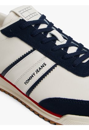 Tenis Negro Retro Con Cuero Tommy Hilfiger