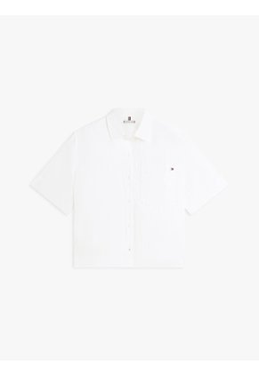 Camisa Blanca De Manga Corta Con Corte Amplio Tommy Hilfiger