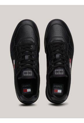 Tenis Negro De Cuero Color Block Tommy Hilfiger