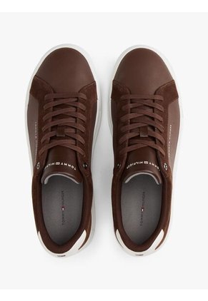 Tenis Marrón De Tenis En Cuero Texturizada Tommy Hilfiger
