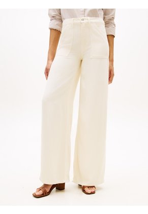 Jeans Beige De Estilo Años 70 Con Pierna Ancha Y Talle Alto Tommy Hilfiger
