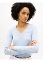 Saco Celeste De Punto Trenzado Con Cuello En V Tommy Hilfiger de Tommy Hilfiger