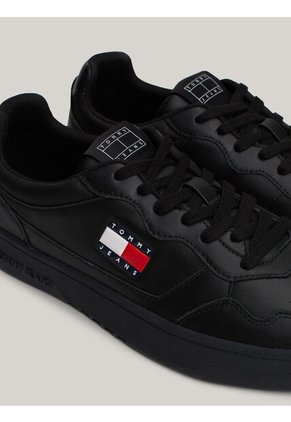 Tenis Negro De Cuero Color Block Tommy Hilfiger