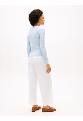 Saco Celeste De Punto Trenzado Con Cuello En V Tommy Hilfiger