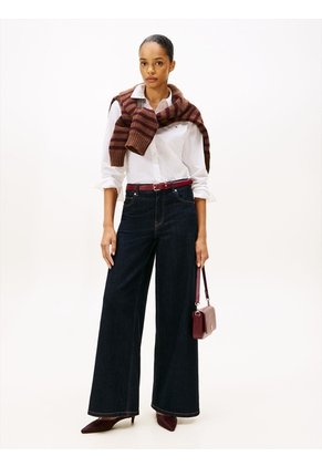 Camisa Blanca A Rayas De Corte Regular Tommy Hilfiger